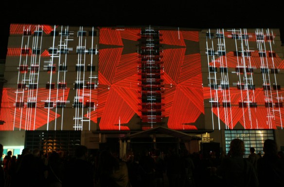 red and green building pattern