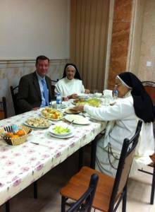 Chris Seiple has a meal with Dominican Sisters