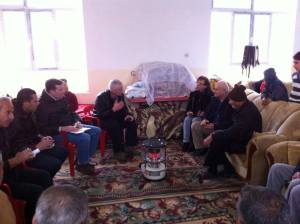 Chris Seiple talks with refugees